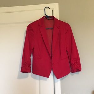 Fuschia Express 3/4 gathered sleeve blazer